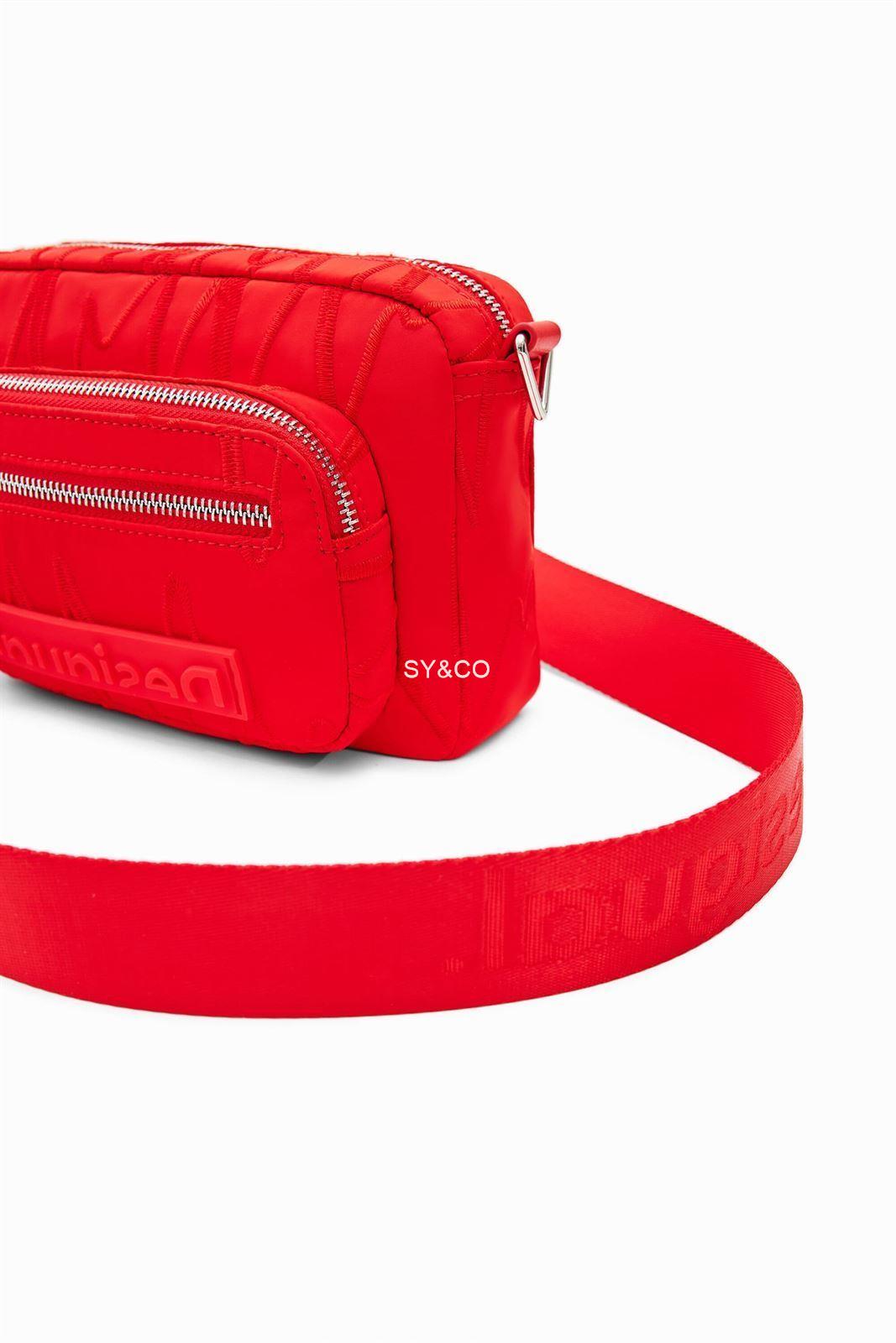 Bandolera nylon Desigual roja con bordado zigzag Bolis 23SAXY14 - Imagen 4