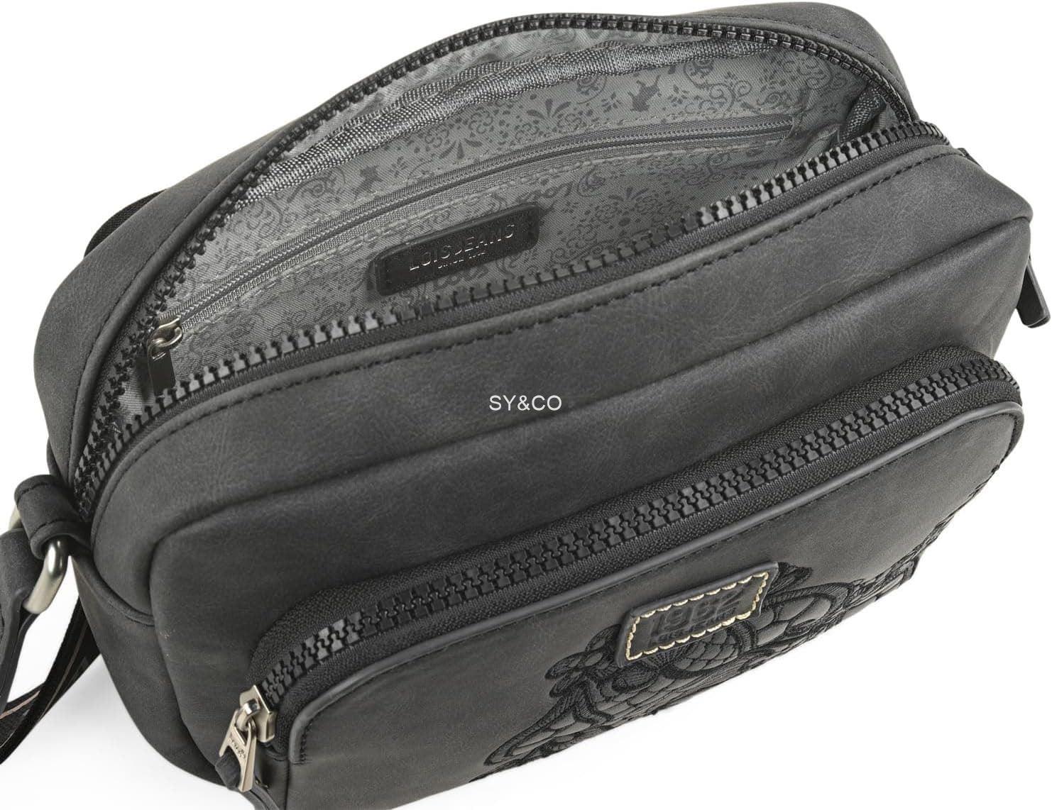 Bandolera cuadrada Lois negra bordada Marcy - Imagen 3