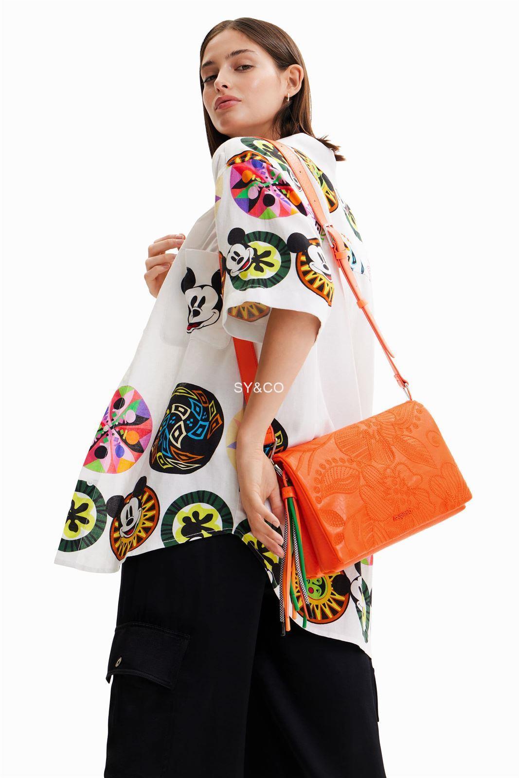 Bandolera Desigual flores bordadas naranja Alpha 23SAXP95 - Imagen 2