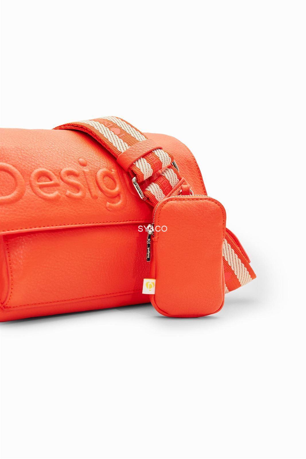 Bandolera Desigual naranja logo relieve Half Logo 24SAXP79 - Imagen 6