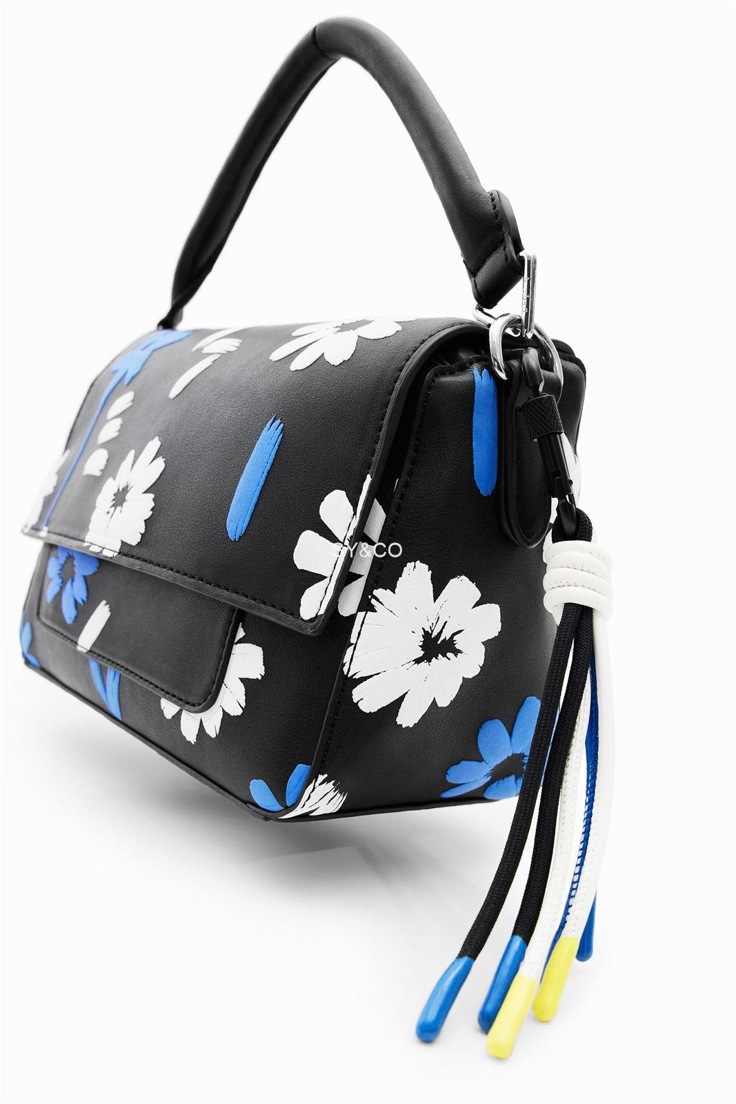 Bandolera Desigual negra estampado flores y letras 23SAXP34 Margy - Imagen 5