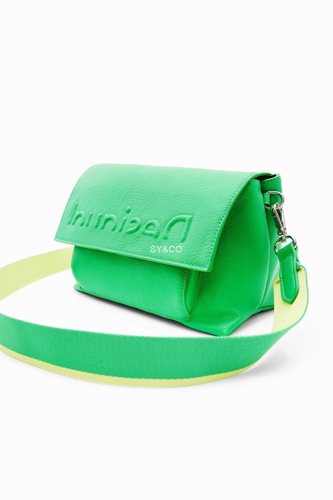 Bandolera Desigual verde con solapa Half Logo 23SAXP55 - Imagen 5