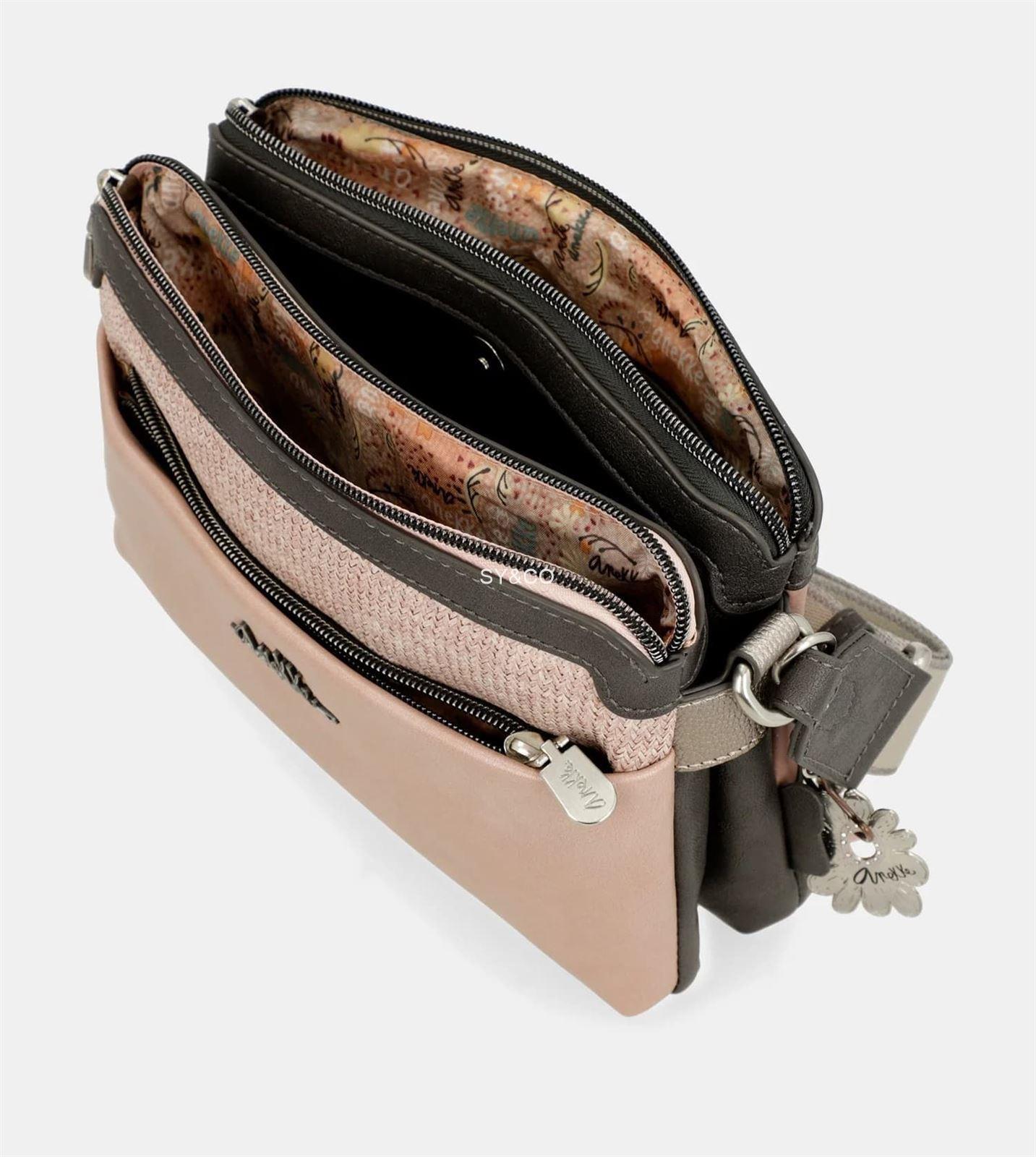Bandolera doble compartimento Anekke Peace & Love rosa - Imagen 5