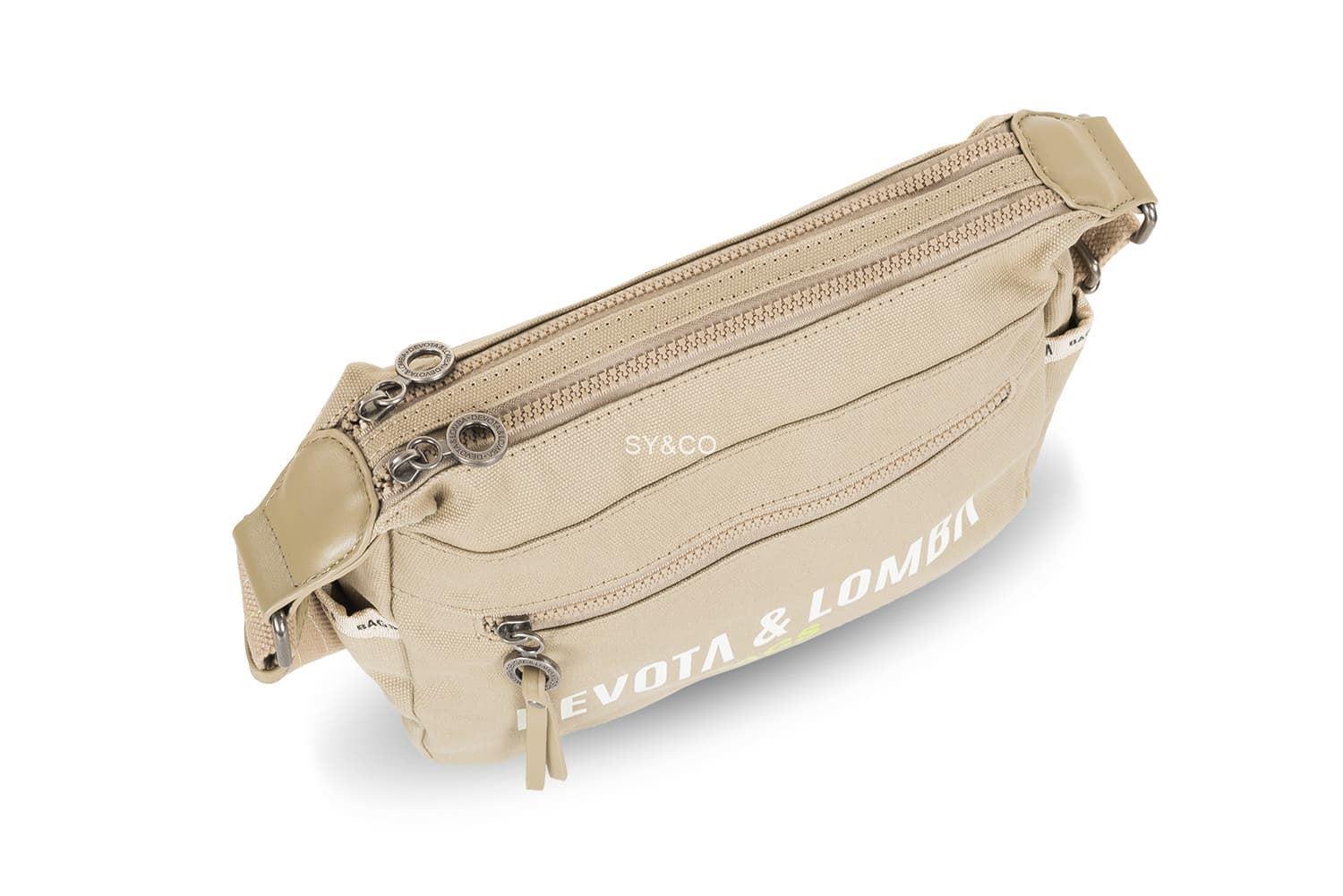 Bandolera doble compartimento Devota & Lomba lona beige Title - Imagen 4