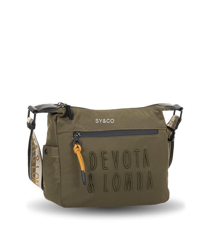 Bandolera doble cremallera nylon Devota & lomba verde logo bordado Match - Imagen 2