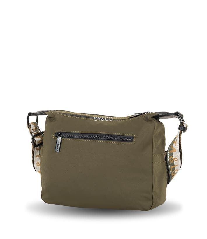 Bandolera doble cremallera nylon Devota & lomba verde logo bordado Match - Imagen 3
