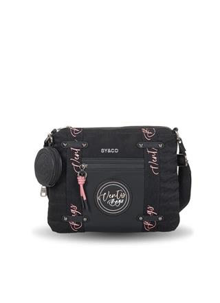 Bandolera doble cremallera nylon Ventis negro - Imagen 1