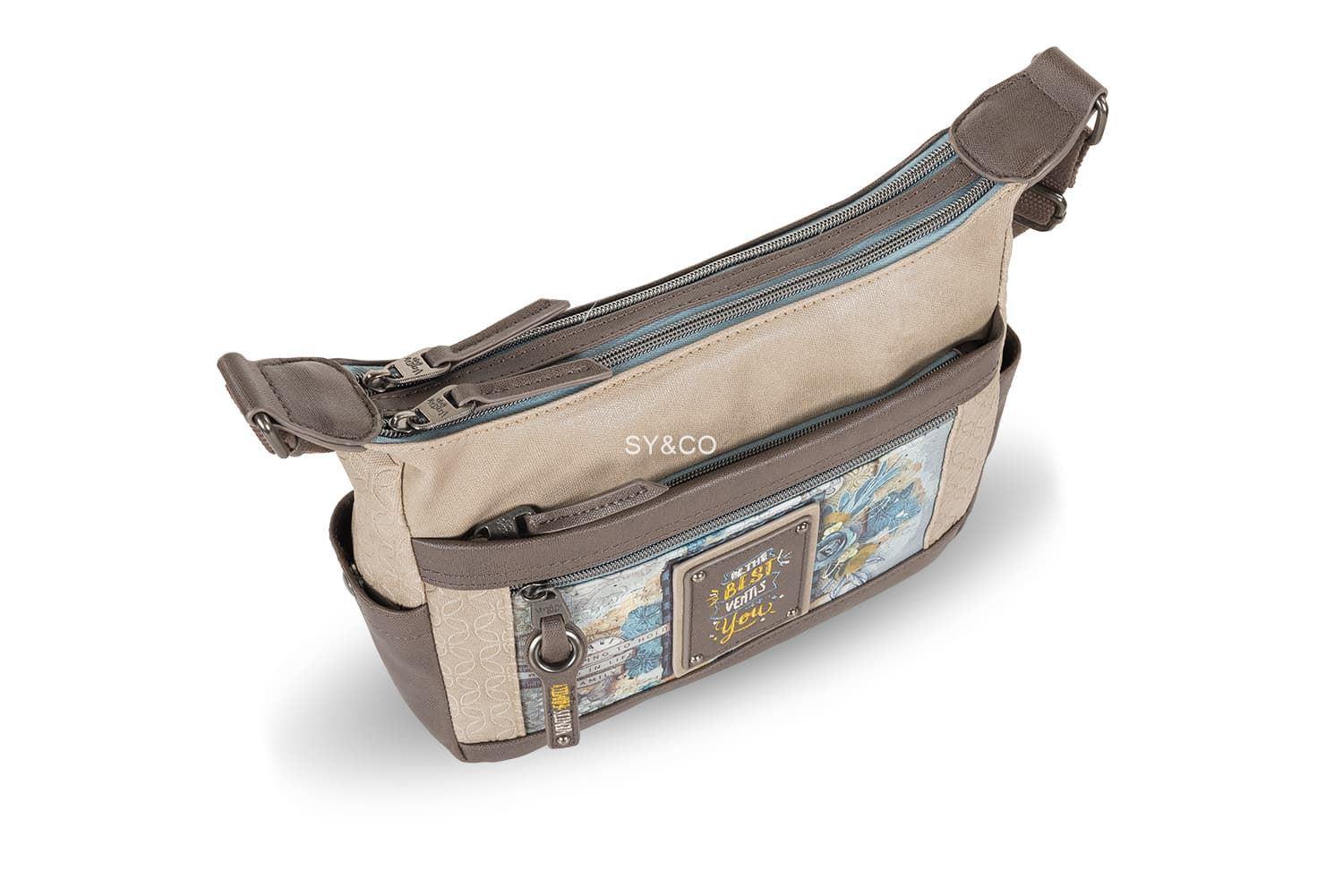 Bandolera doble cremallera Ventis estampada marrón - Imagen 3
