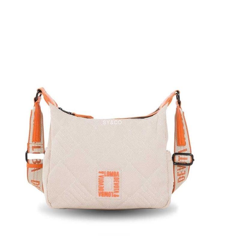 Bandolera nylon doble compartimento Devota & Lomba Tense beige y naranja - Imagen 1