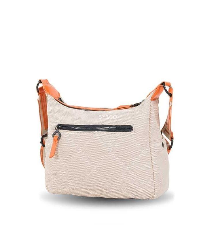 Bandolera nylon doble compartimento Devota & Lomba Tense beige y naranja - Imagen 2