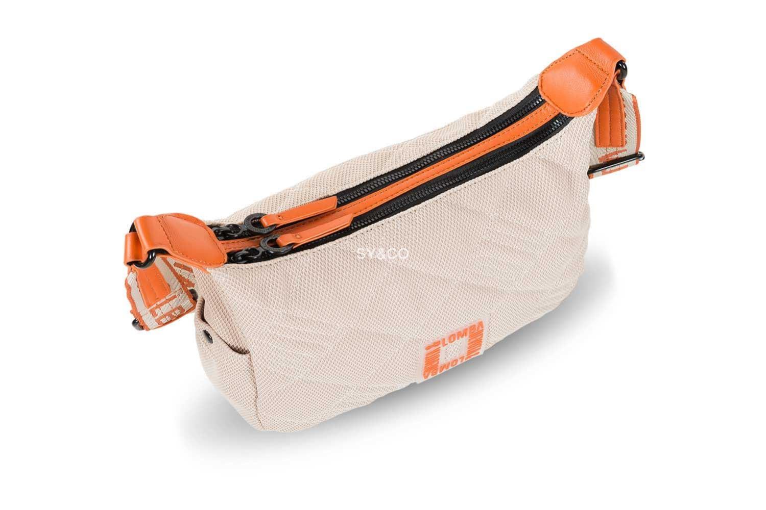 Bandolera nylon doble compartimento Devota & Lomba Tense beige y naranja - Imagen 3
