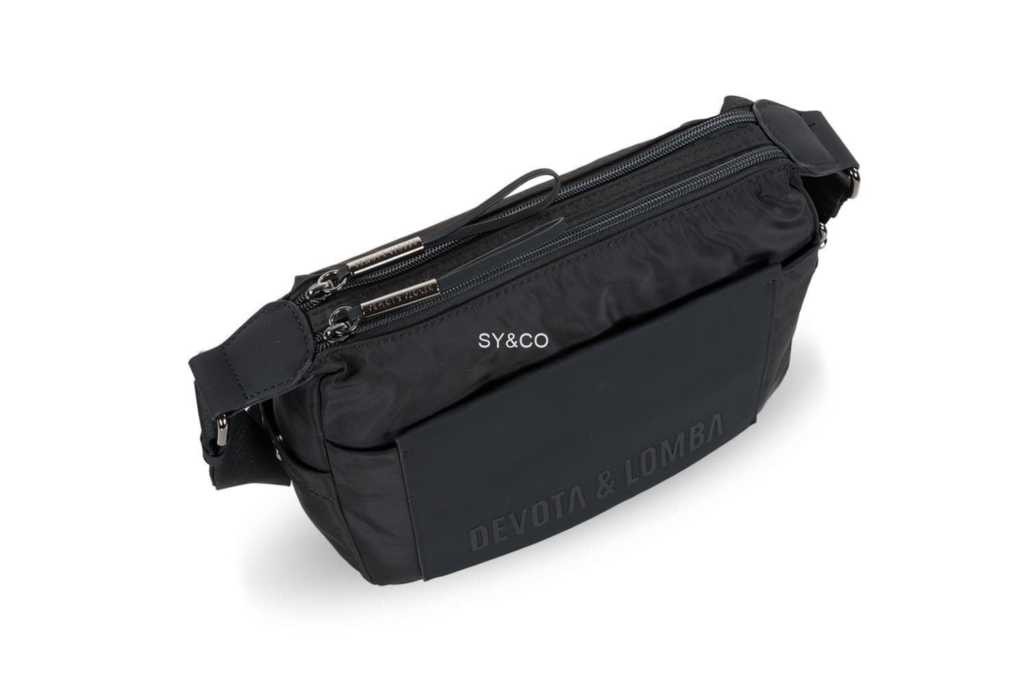 Bandolera nylon doble compartimento Devota&Lomba Viber negro - Imagen 3