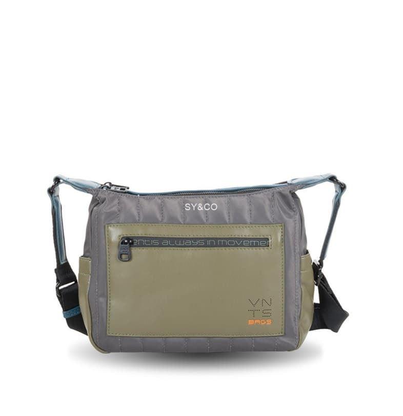 Bandolera nylon  doble cremallera Ventis gris-kaki - Imagen 1