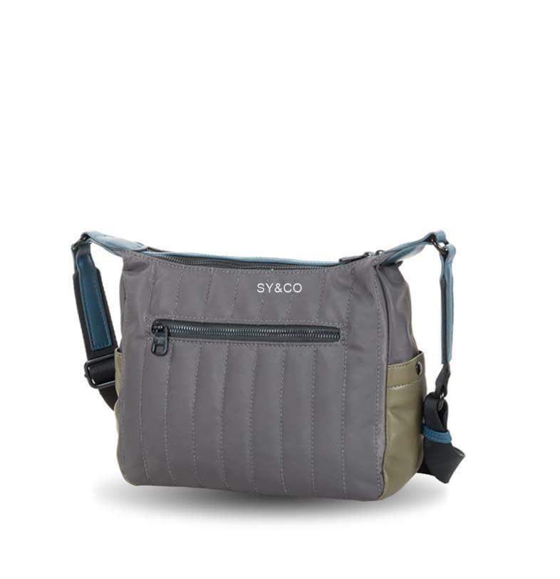 Bandolera nylon  doble cremallera Ventis gris-kaki - Imagen 2