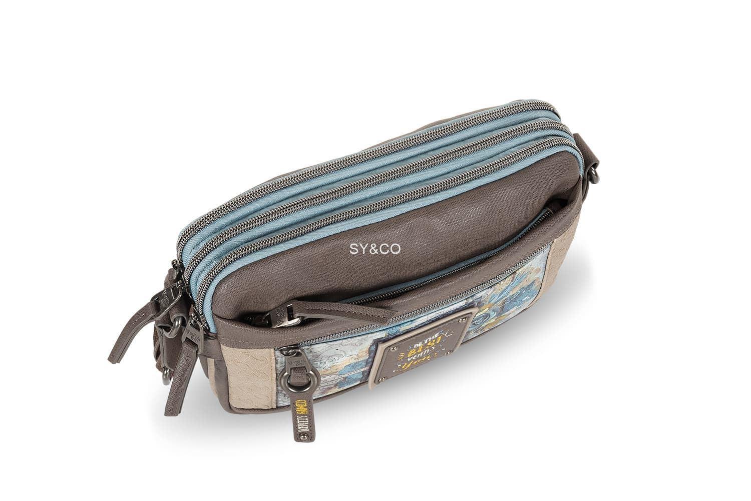Bandolera triple cremallera Ventis estampada marrón - Imagen 3