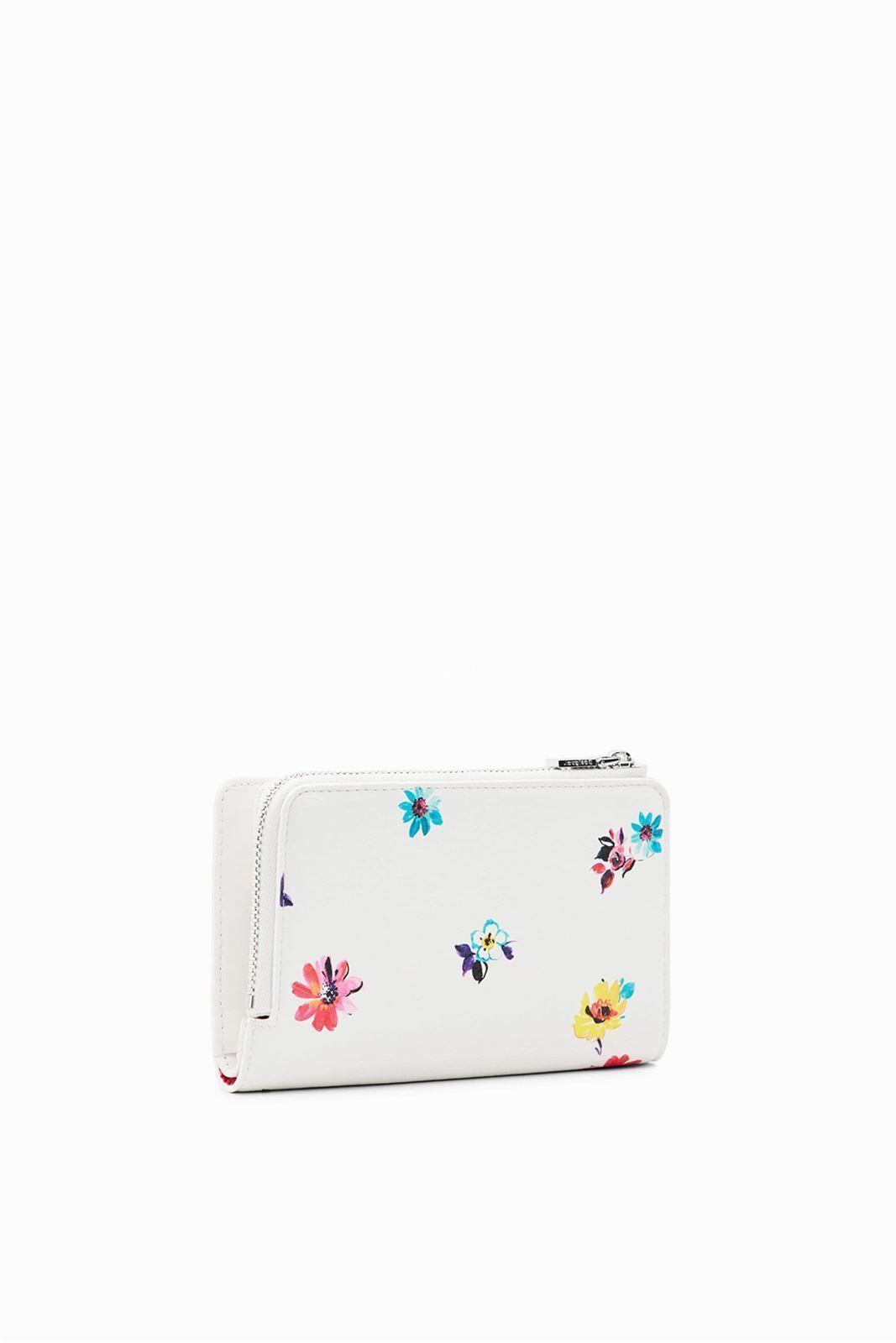 Billetera Desigual blanca con flores 23SAYP24 Fresia - Imagen 1