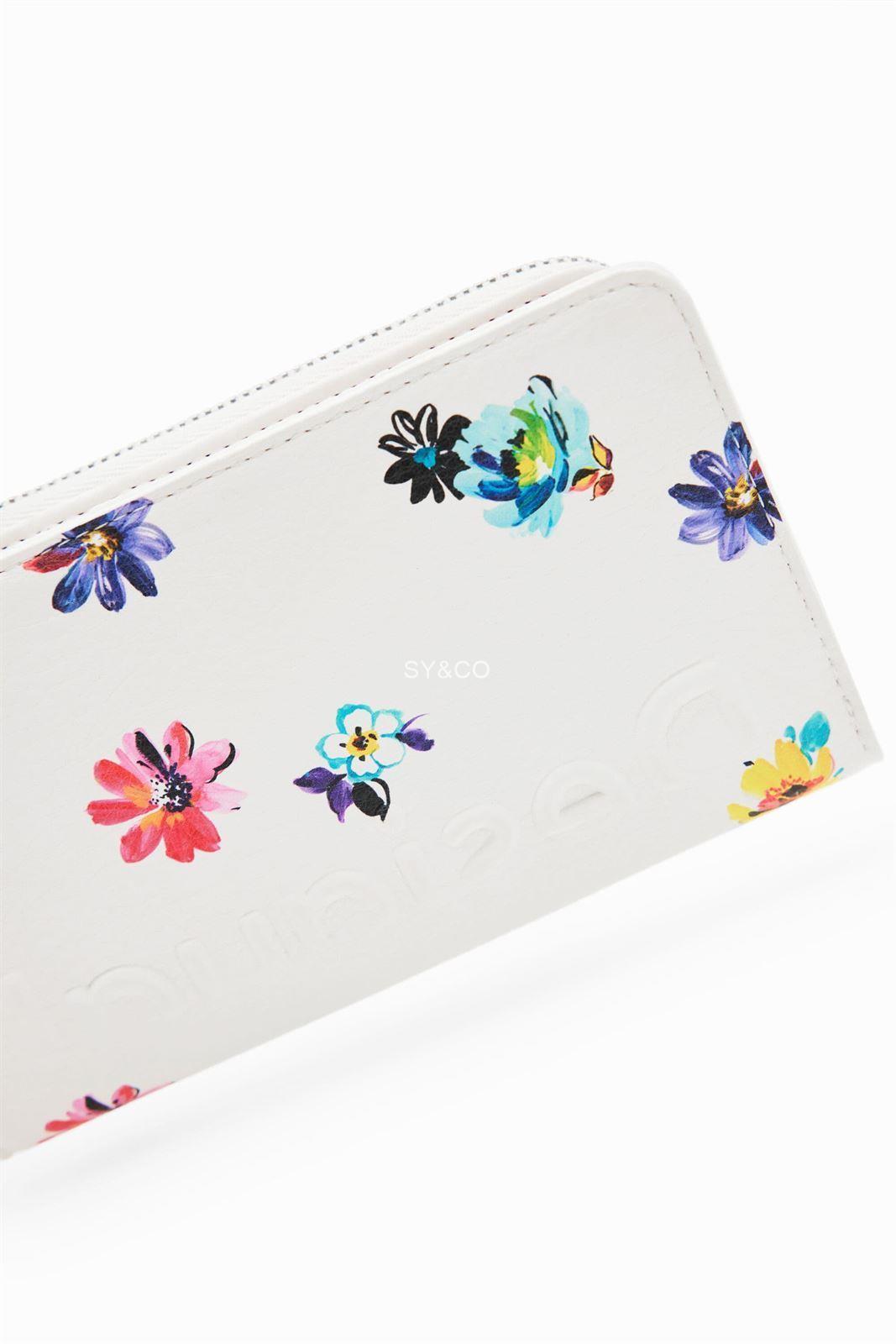 Billetera Desigual blanca con flores 23SAYP24 Fresia - Imagen 4