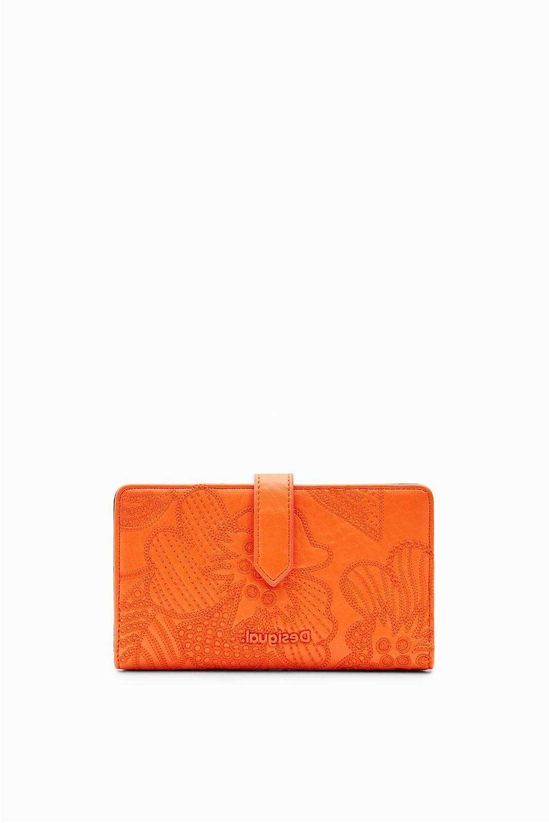 Billetera Desigual naranja bordado flores 23SAYP15 Alpha - Imagen 2