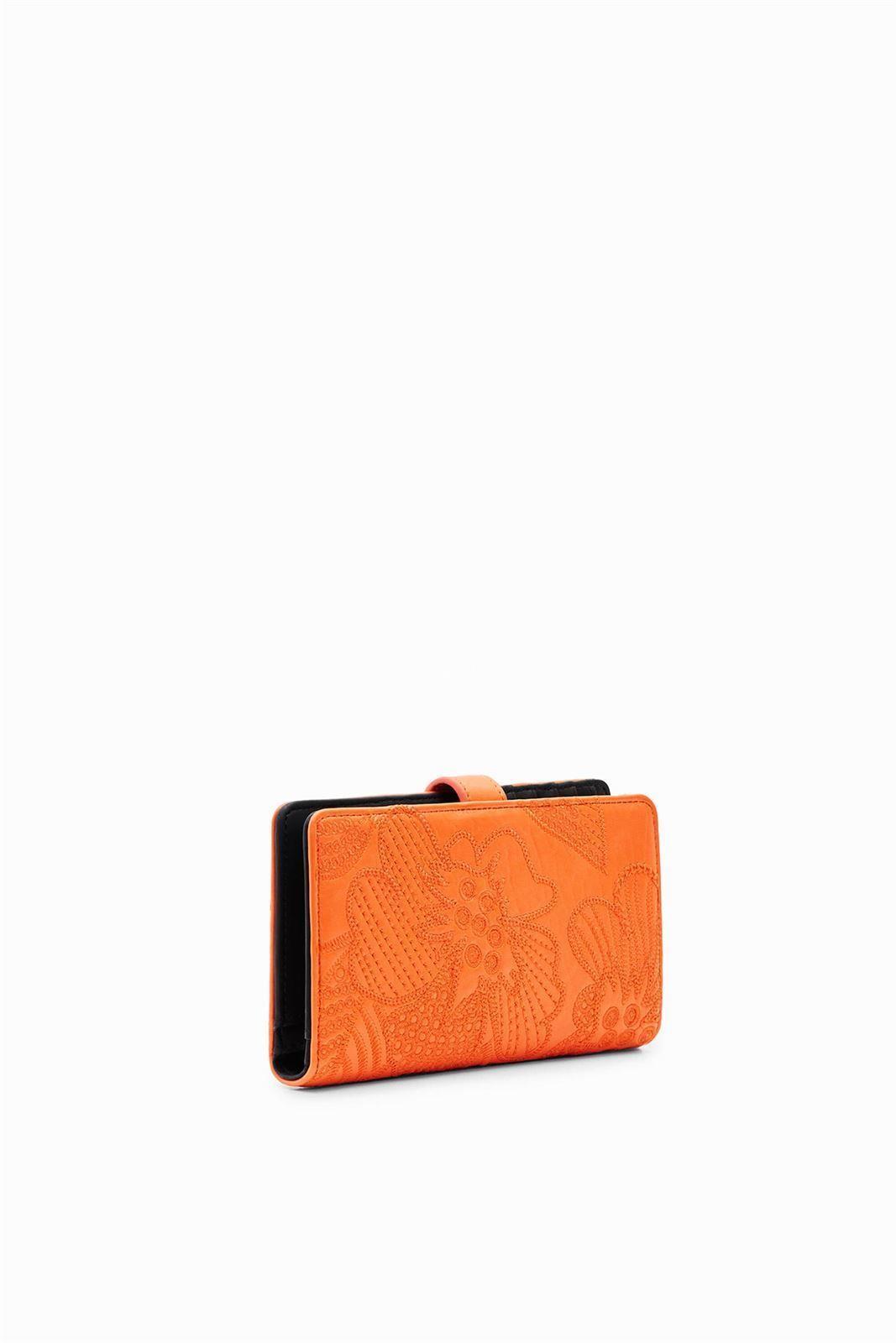 Billetera Desigual naranja bordado flores 23SAYP15 Alpha - Imagen 3