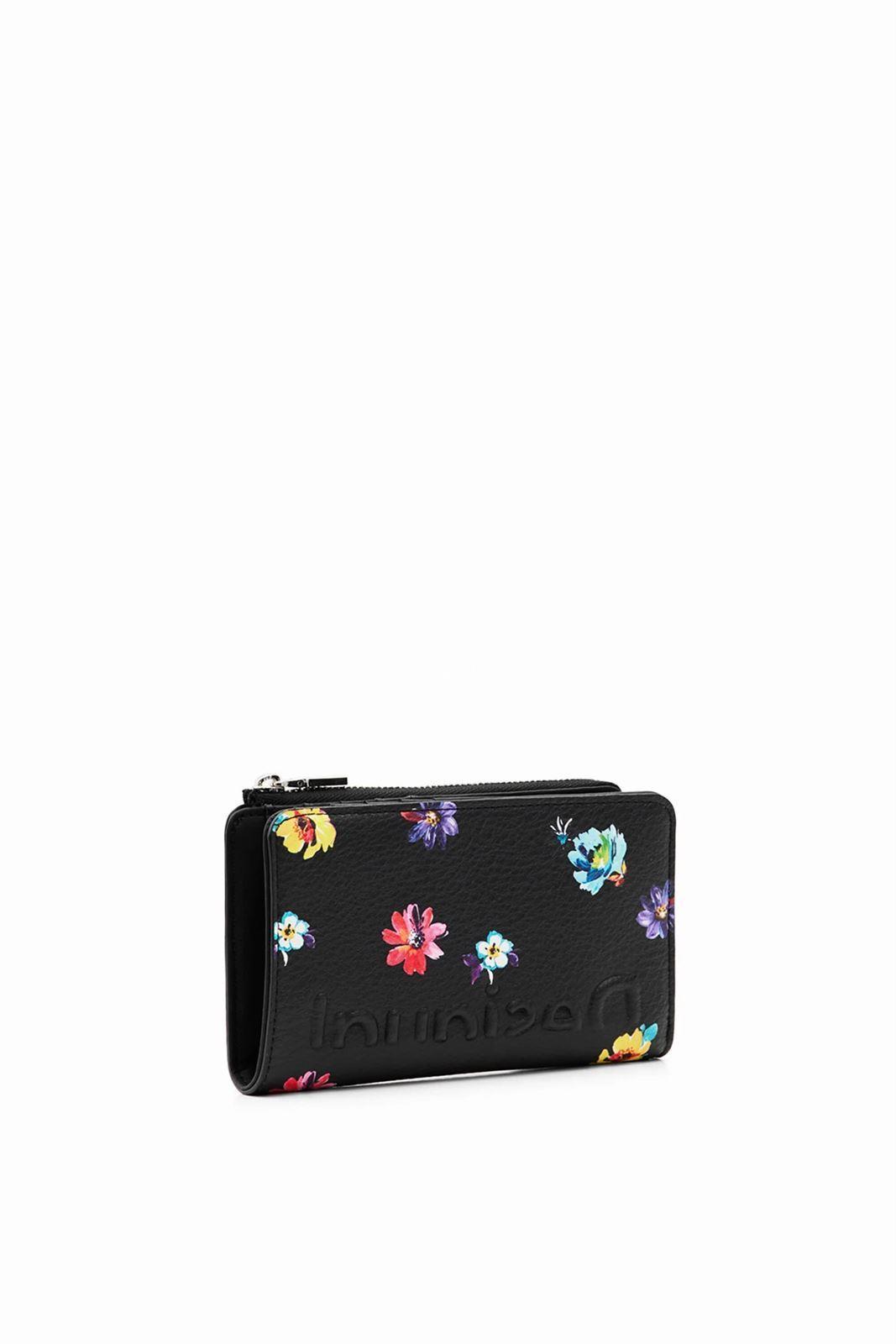 Billetera Desigual negra con flores 23SAYP24 Fresia - Imagen 1