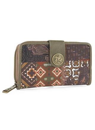 Billetera Lois marrón estampado étnico Edina - Imagen 1