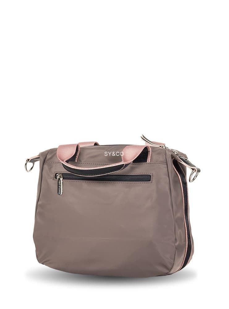 Bolso de mano en nylon Devota & Lomba combinado taupe y rosa Spell - Imagen 3