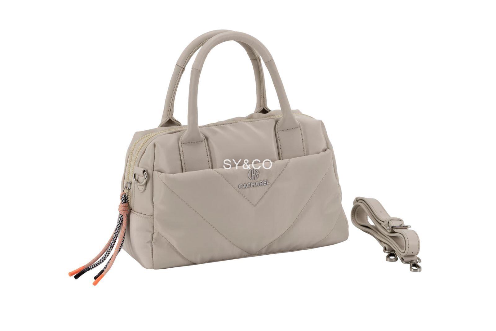 Bolso de mano nylon acolchado Cacharel beige - Imagen 1