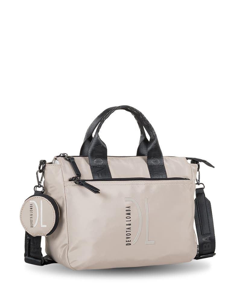 Bolso de mano nylon Devota&Lomba taupe Feel - Imagen 2