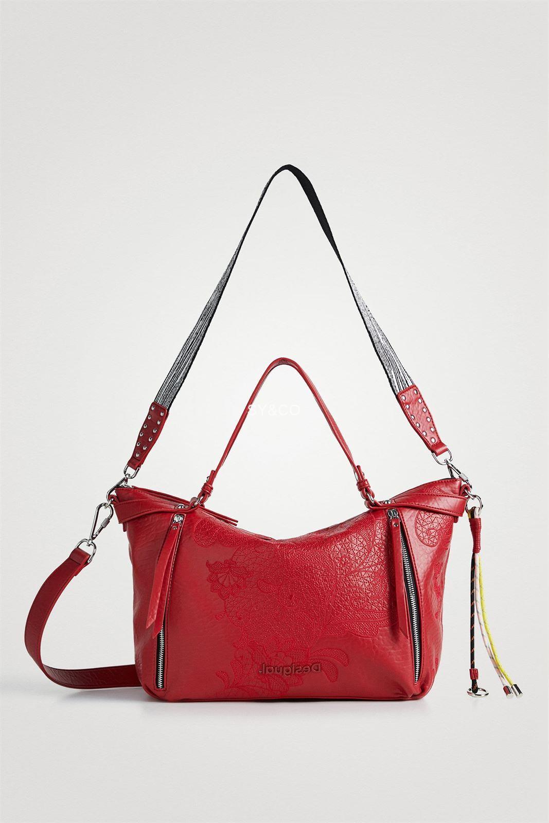 Bolso desigual con bordado rojo Rising 22SAXP46 - Imagen 1