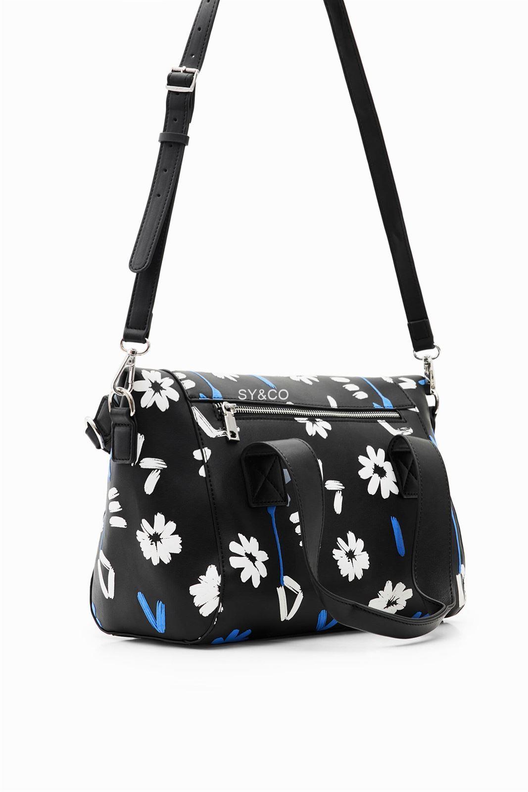 Bolso Desigual multiposición negro estampado flores y letras 23SAXP81 Margy - Imagen 3