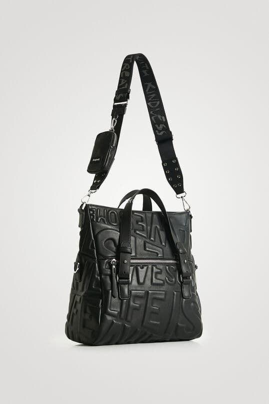 Bolso Desigual negro "Life is awesome" 22SAXP98 - Imagen 3