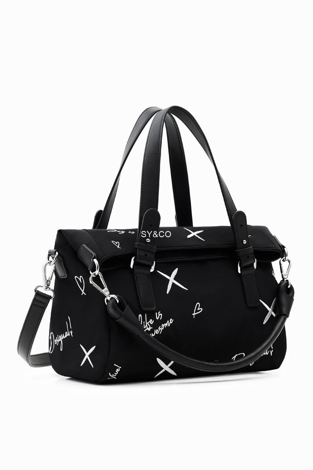 Bolso Desigual negro nylon con bordados 23SAXY27 Ekix - Imagen 1