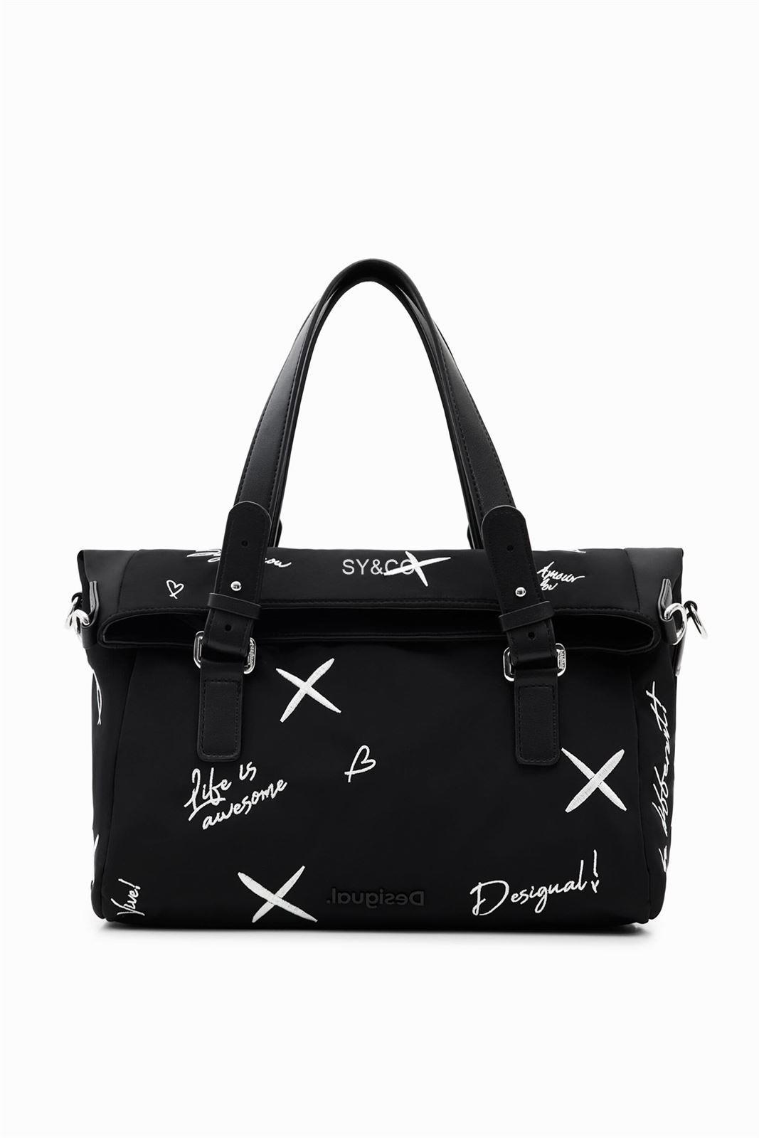 Bolso Desigual negro nylon con bordados 23SAXY27 Ekix - Imagen 3