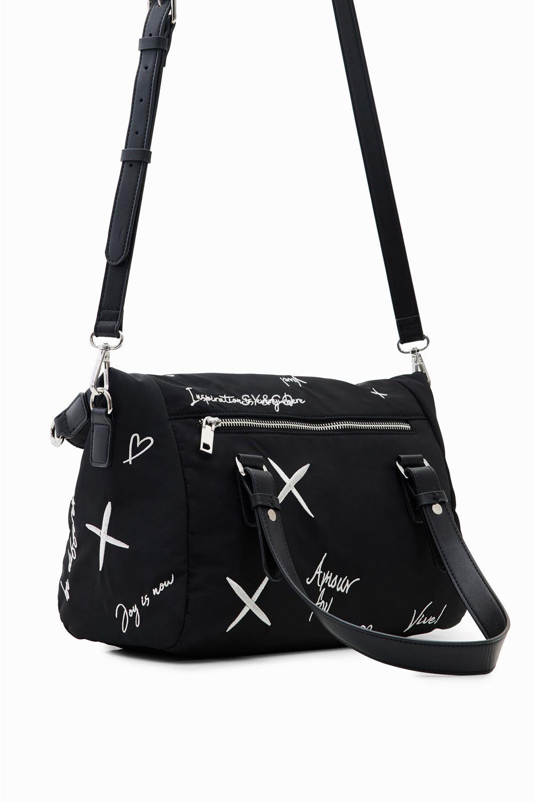 Bolso Desigual negro nylon con bordados 23SAXY27 Ekix - Imagen 4