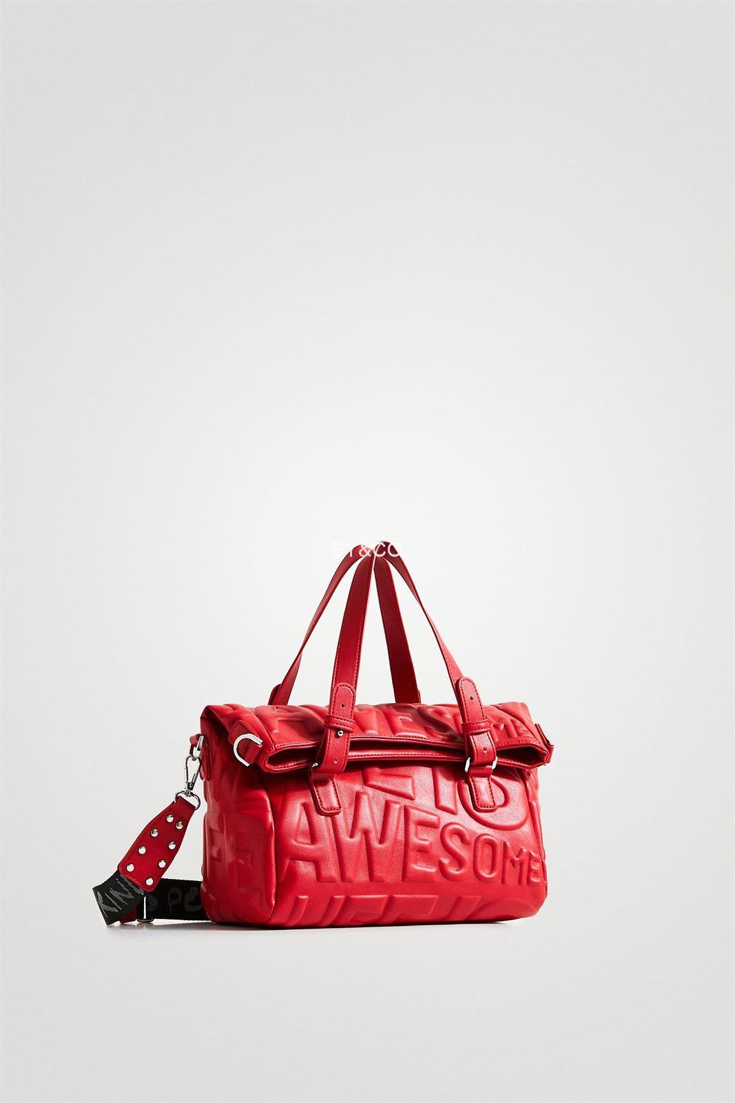 Bolso Desigual Pompeya "Life is Awesome" rojo 22SAXP98 - Imagen 3