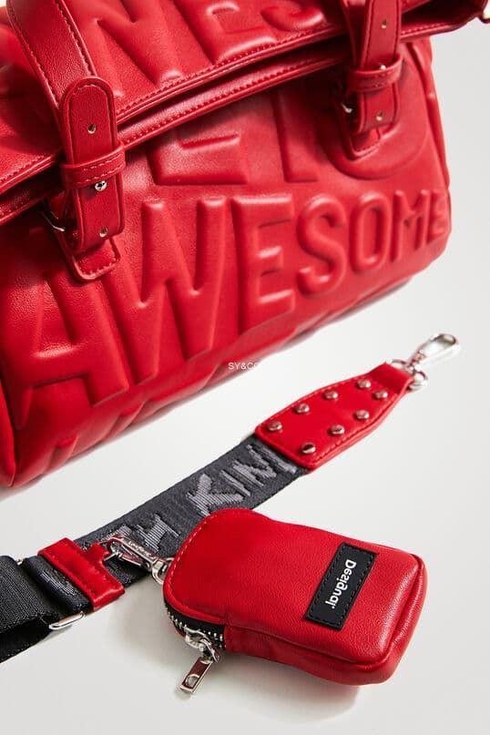 Bolso Desigual rojo "Life is awesome" 22SAXP98 - Imagen 5