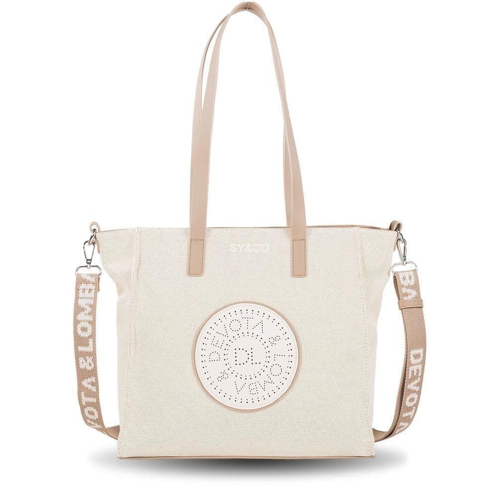 Bolso hombro Devota & Lomba en algodón beige Cutted - Imagen 1