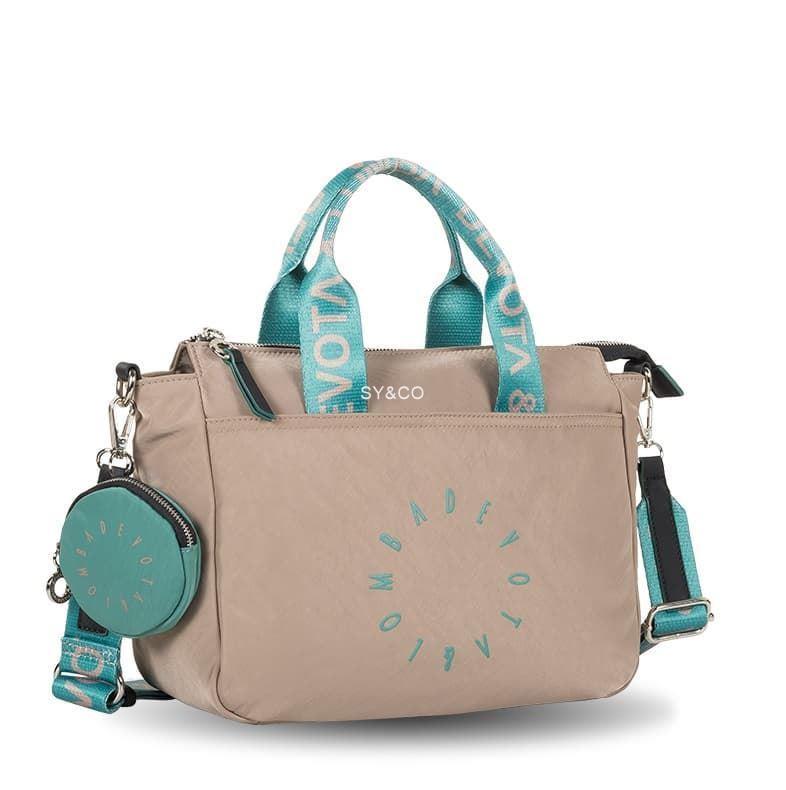 Bolso mano nylon Devota & Lomba taupe Duo - Imagen 1