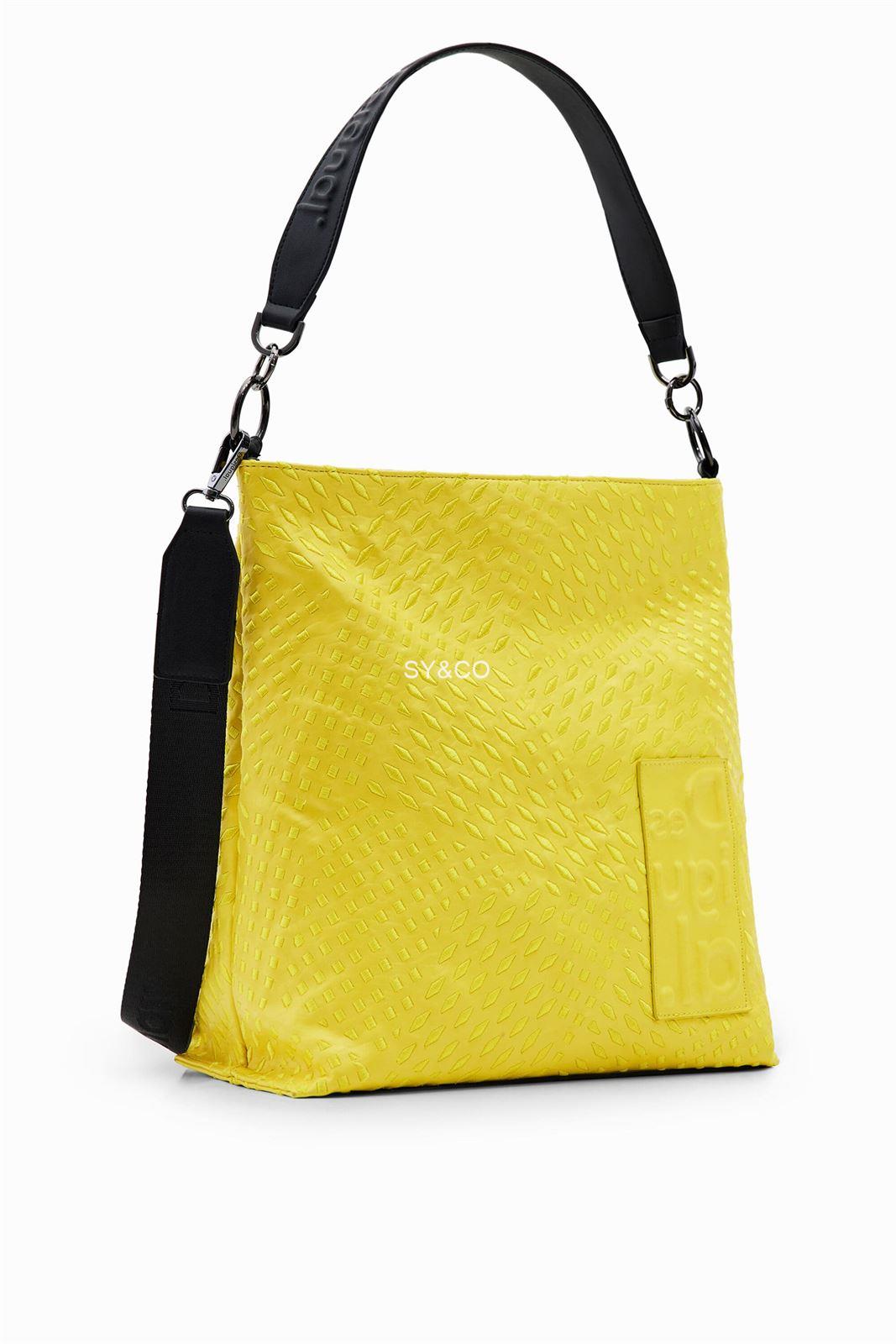 Bolso saco Desigual geometrico 22WAXP39 Magna amarillo - Imagen 1