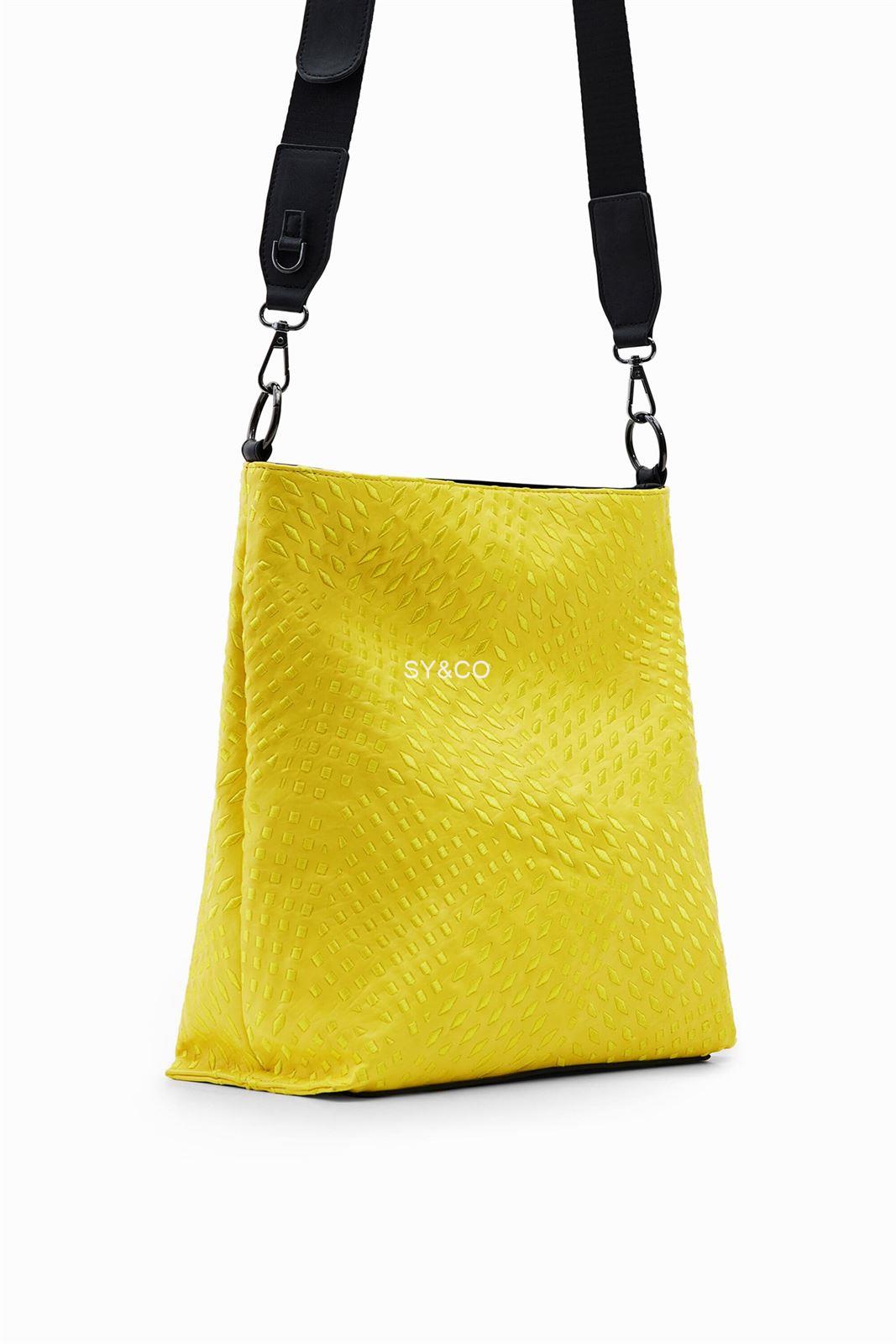 Bolso saco Desigual geometrico 22WAXP39 Magna amarillo - Imagen 3