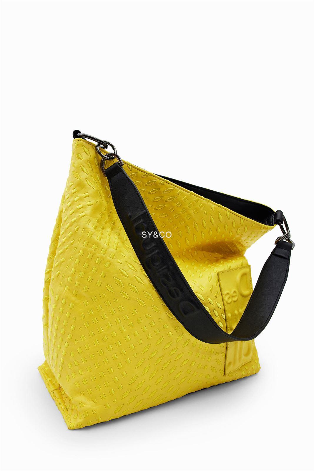 Bolso saco Desigual geometrico 22WAXP39 Magna amarillo - Imagen 5