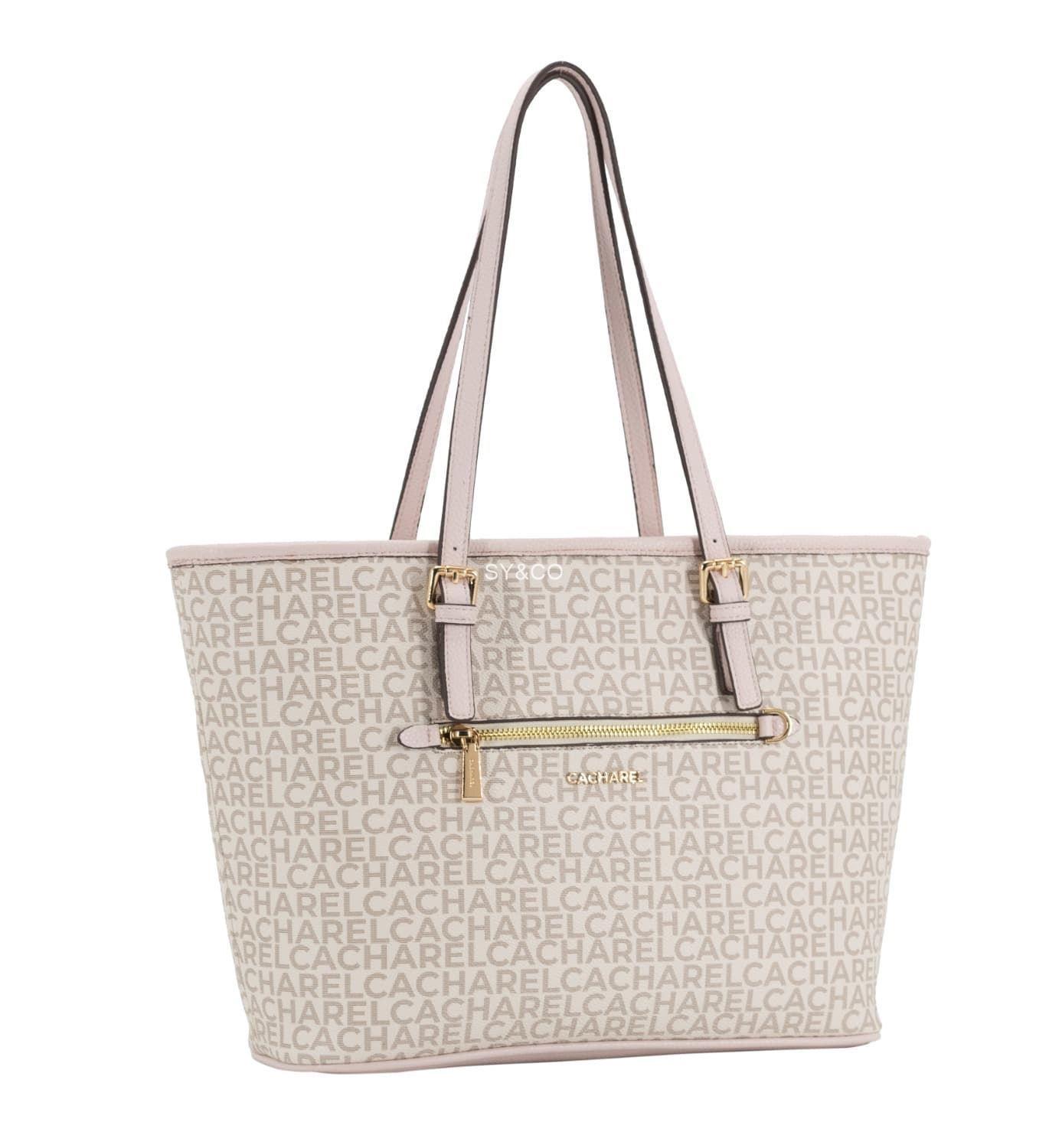 Bolso shopper Cacharel logo beige - Imagen 1