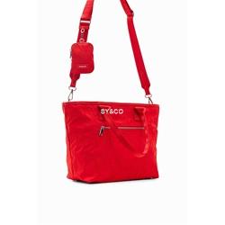 Bolso shopper Desigual nylon rojo bordado zigzag 23SAXY24 Bolis - Imagen 2