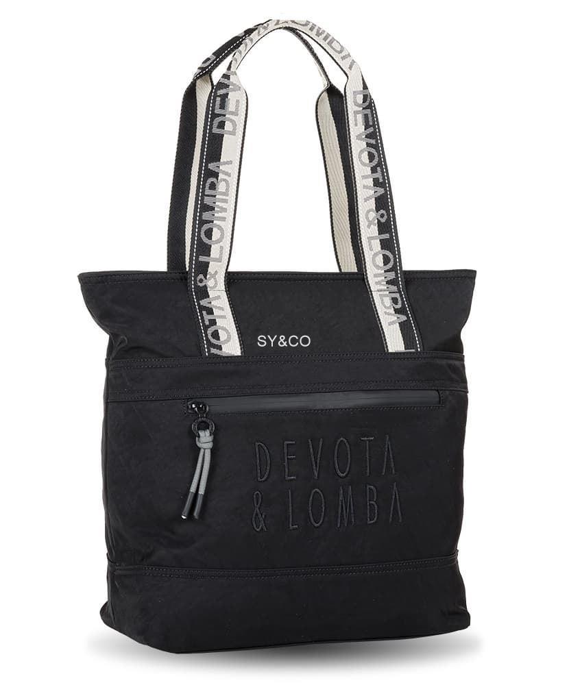 Bolso Shopper nylon Devota & lomba negro logo bordado Match - Imagen 2