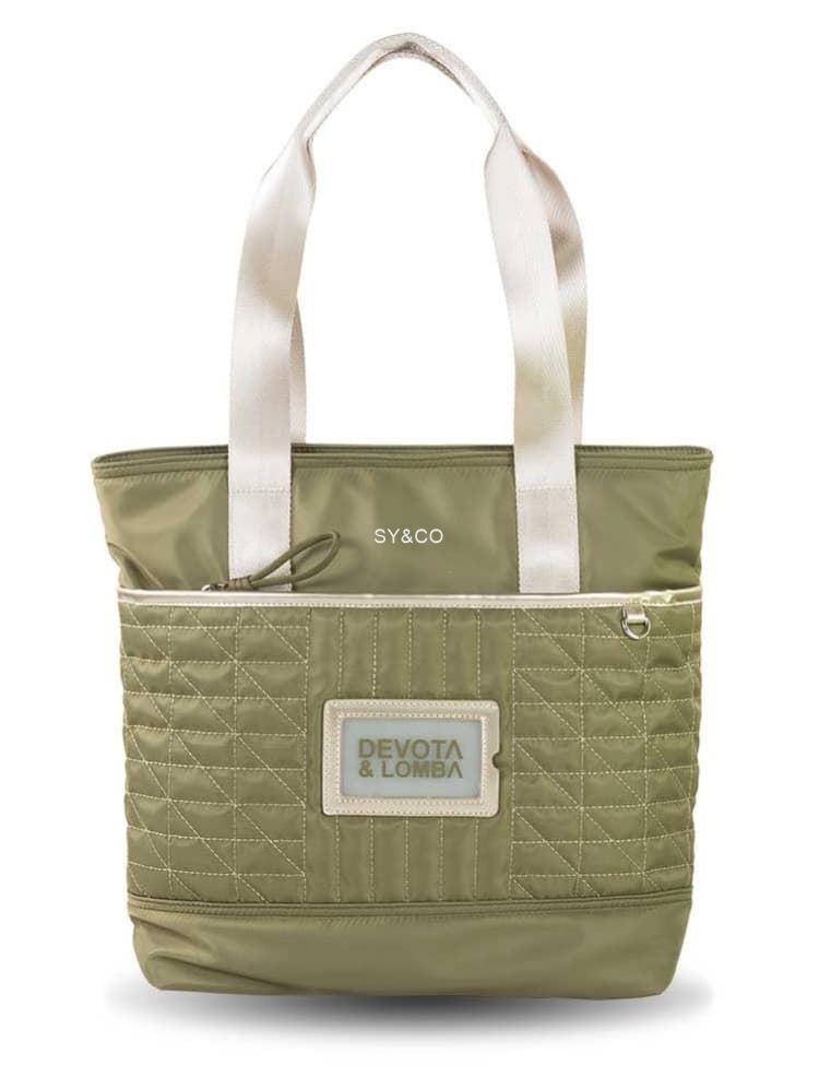 Bolso shopper nylon Devota & Lomba Plate kaki - Imagen 1