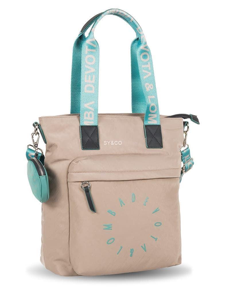 Bolso shopper nylon Devota & Lomba taupe Duo - Imagen 1