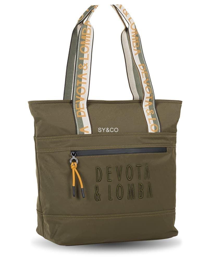 Bolso Shopper nylon Devota & lomba verde logo bordado Match - Imagen 2