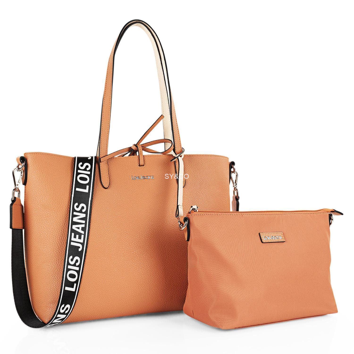 Bolso shopper reversible Lois beige y camel Marcy - Imagen 1