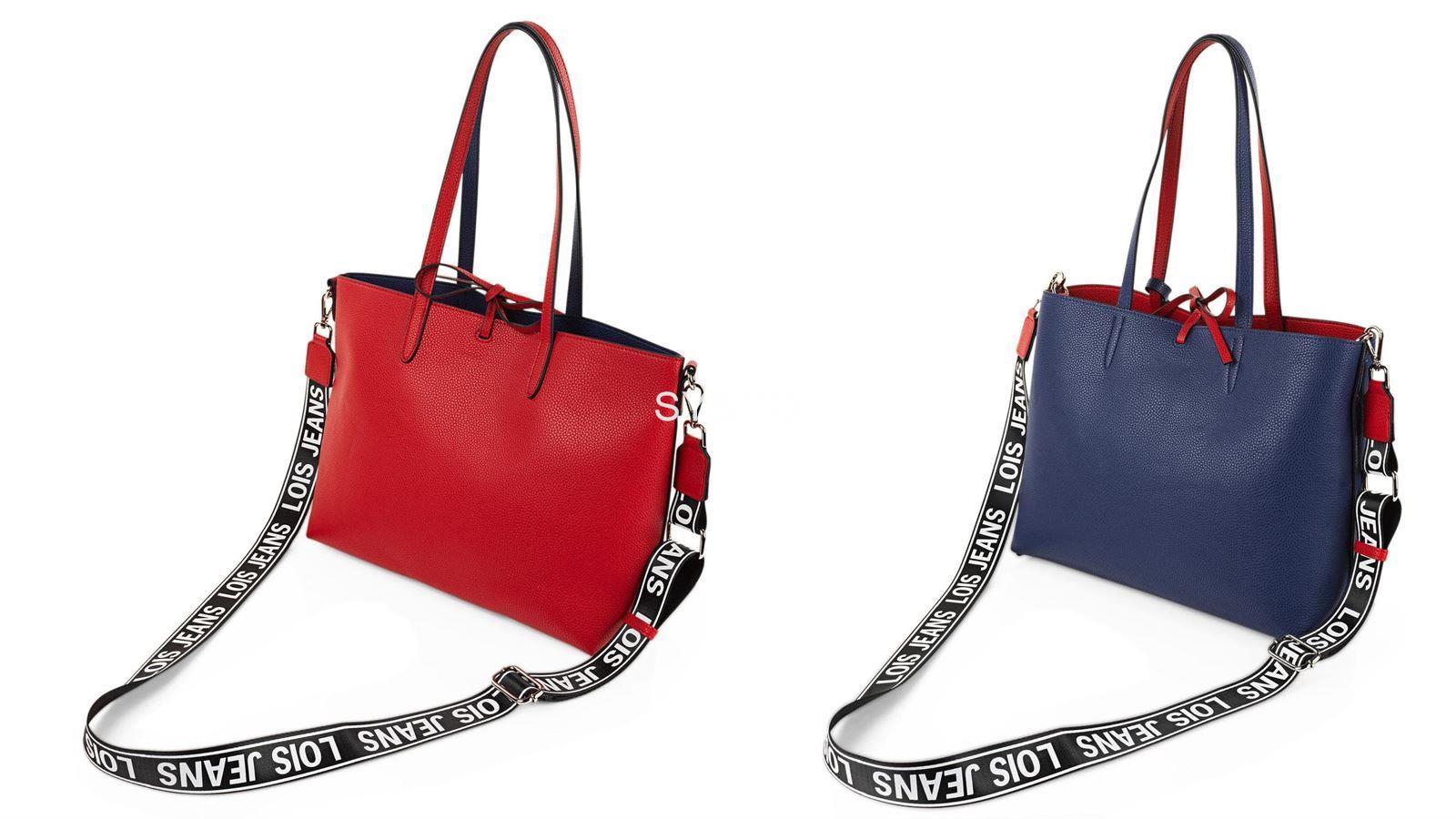 Bolso shopper reversible Lois marino y rojo Marcy - Imagen 1