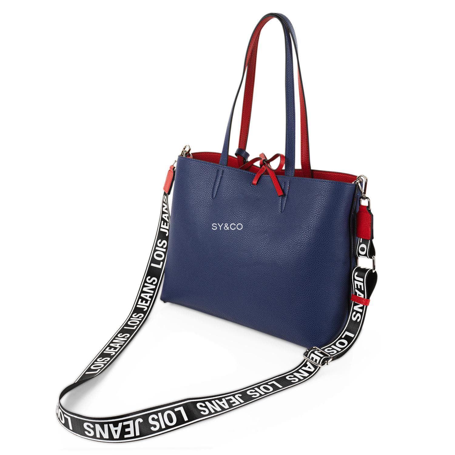 Bolso shopper reversible Lois marino y rojo Marcy - Imagen 3